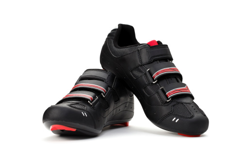 Cycling shoes on white background.