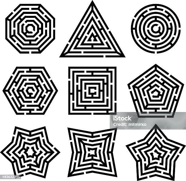 Mazes Stock Illustration - Download Image Now - Maze, Star Shape, Octagon