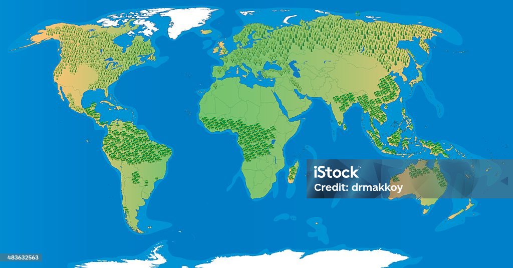 World Map And Forest Stock Illustration - Download Image Now - Forest, World  Map, China - East Asia - Istock
