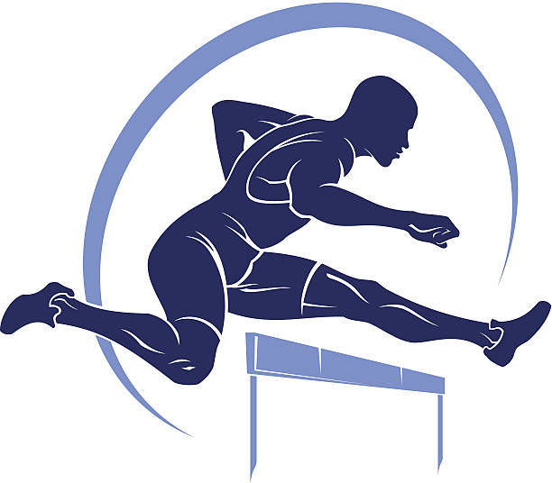 ilustrações de stock, clip art, desenhos animados e ícones de corrida de barreiras - hurdling hurdle vector silhouette