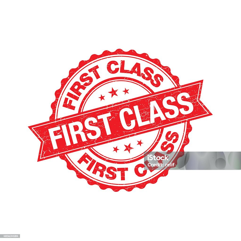 First class retro isolated stamp 2015 stock vector
