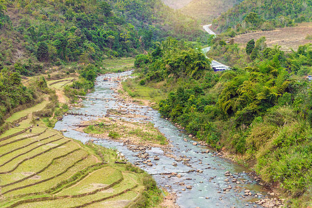istock Beautiful landscape about terraced rice field with river in Myan 483639726