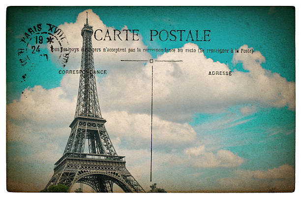 istock French postcard from Paris with landmark Eiffel Tower 483639878