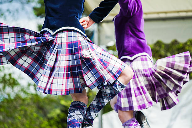 Traditional scottish Highland dancing SAMSUNG CAMERA PICTURESTraditional scottish Highland dancing at Highland Games kilt stock pictures, royalty-free photos & images