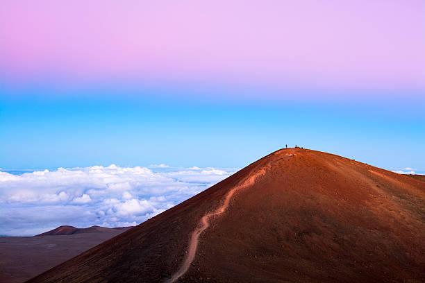 People taking pictures at the Mauna Kea observatories on the Big Island of Hawaii.