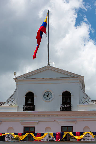 istock Flag waving on the Presidential Palace, Quito 483643324