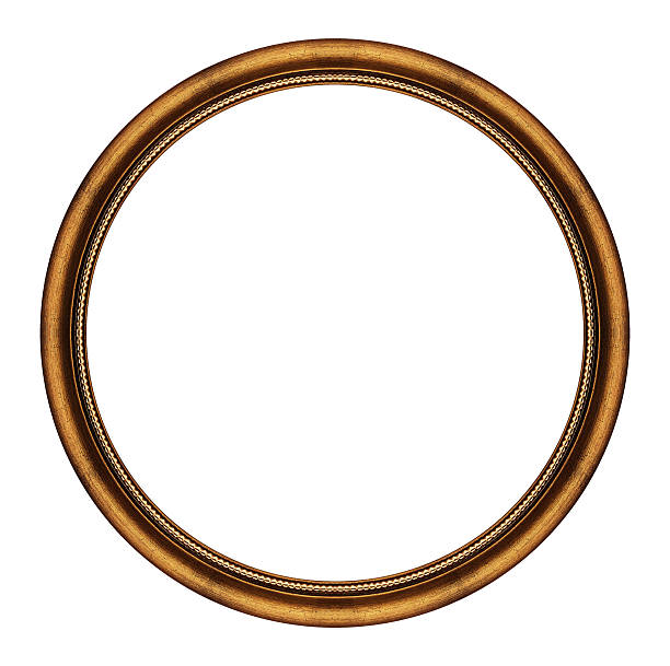 istock Round wooden picture frame 483644688