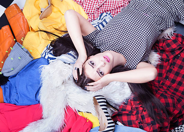 young attractive stressed woman lying down