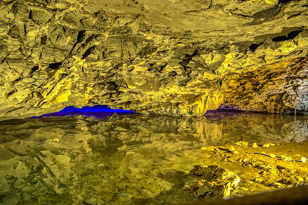 Kungur ice cave underground lake Russia