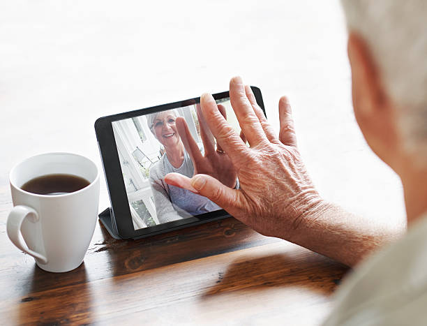 With new technology, we're never far apart... stock photo