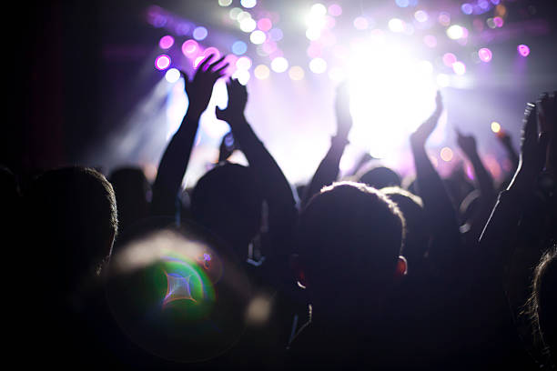 istock Concert crowd with a lens flare 483656101