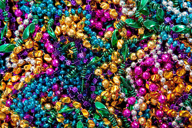 istock Background of mardi gras beads 483656279