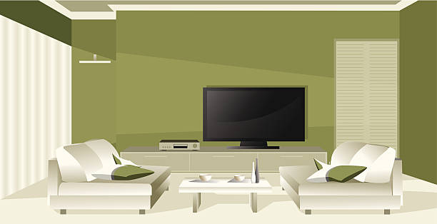 Green apartment vector art illustration