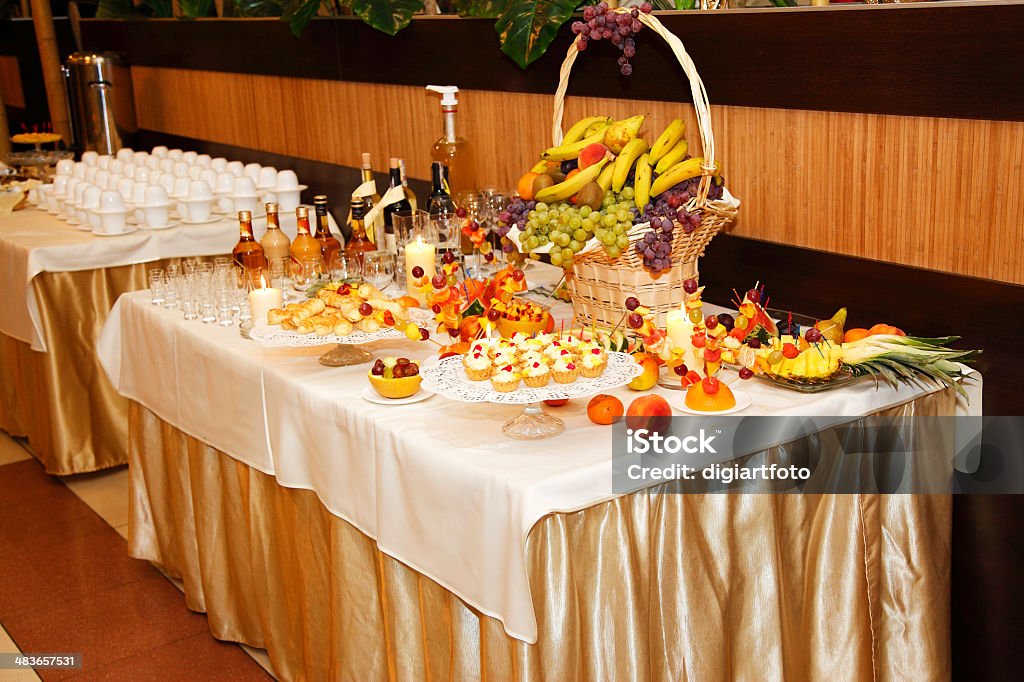 Lot of food on the table Banana Stock Photo