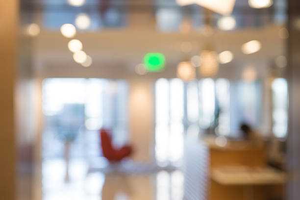 istock Out of focus office reception background 483657907