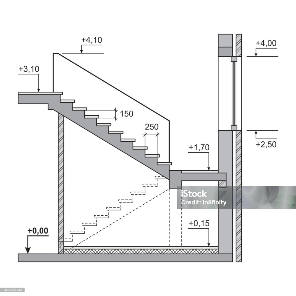 Draft Project Stairs on White Background. Vector Draft Project Stairs on White Background. Vector illustration Apartment stock vector