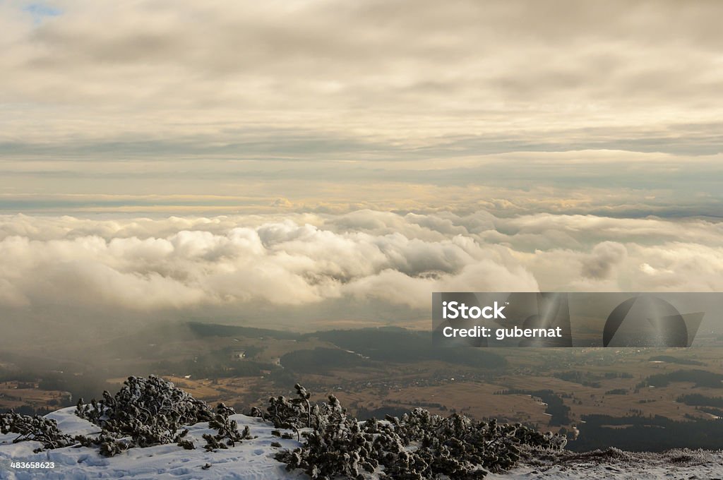 Clouds over the Valley Beautiful views of the clouds in winter scenery in the mountains. Abstract Stock Photo