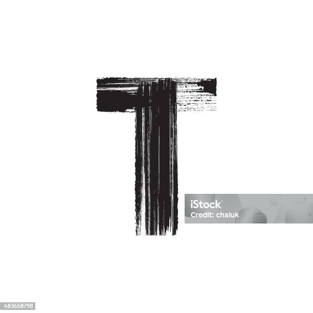 Letter T Hand Drawn With Dry Brush Stock Illustration - Download Image Now - Letter T, Paintbrush, Paint