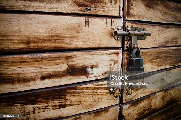 Locked Wooden Door Stock Photo - Download Image Now - Accessibility, Backgrounds, Brown