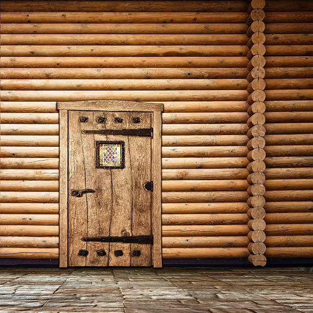 Wooden wall with old door