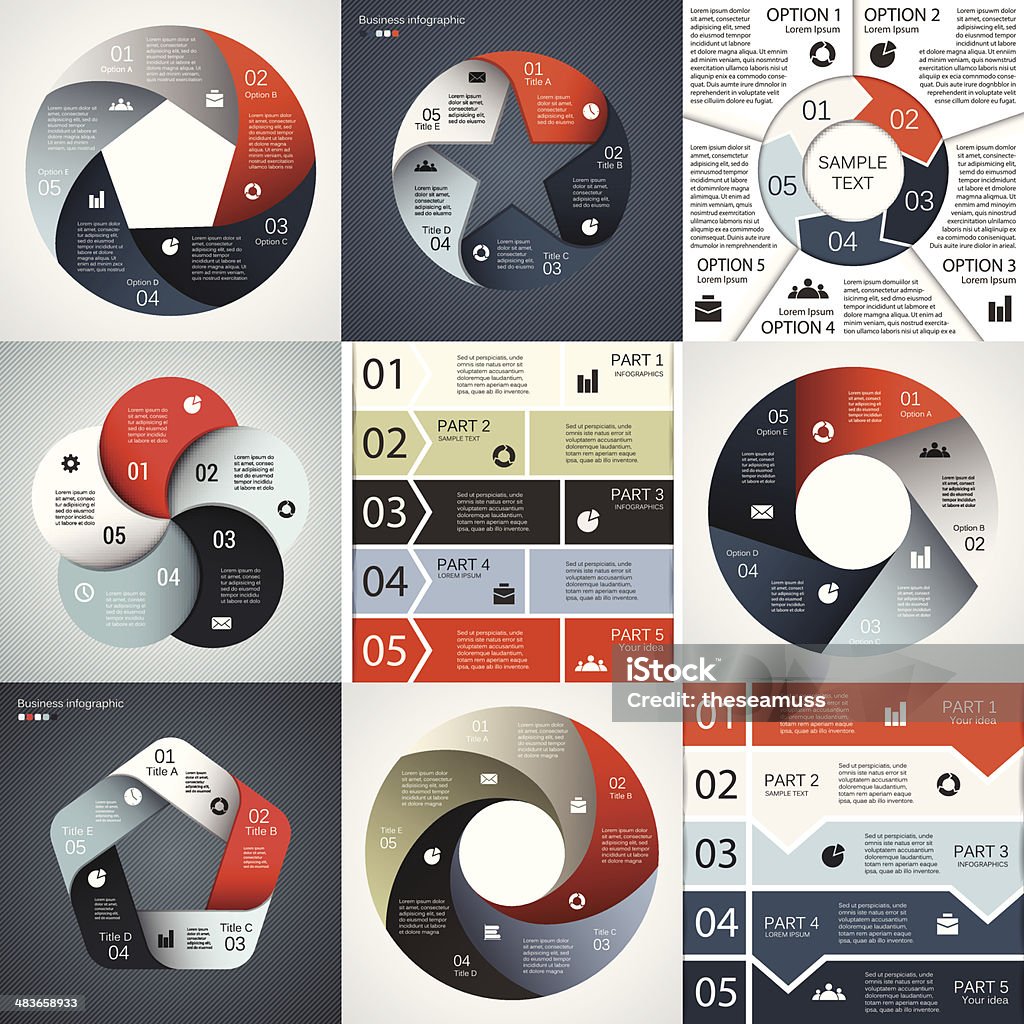 Moderne Vektor-info-Grafik für business-Projekt - Lizenzfrei Fünf Gegenstände Vektorgrafik