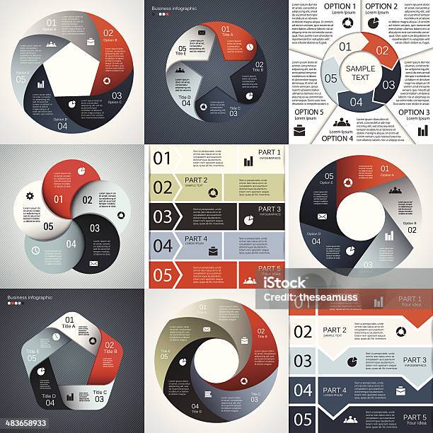 Moderne Vektorinfografik Für Businessprojekt Stock Vektor Art und mehr Bilder von Fünf Gegenstände - Fünf Gegenstände, Organisieren, Stufen
