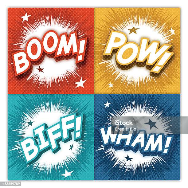 Comic Sound Effects Stock Illustration - Download Image Now - Shooting a Weapon, Cartoon, Bang - Single Word