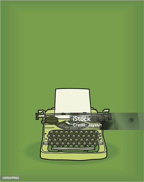 Máquina De Escrever - Arte vetorial de stock e mais imagens de Máquina de Escrever - Máquina de Escrever, Cor verde, Estilo retro
