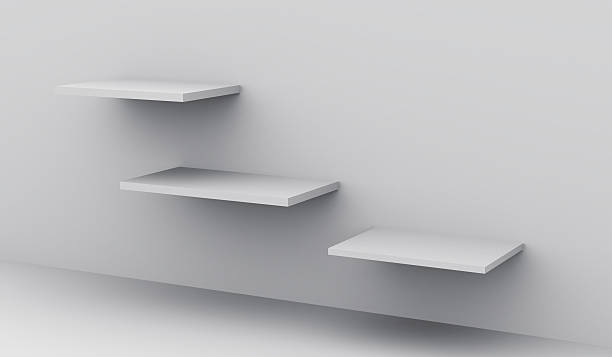 istock 3d render of shelves in a clean interior 483660065