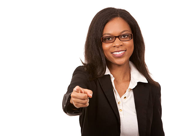 istock black business woman pointing 483660131