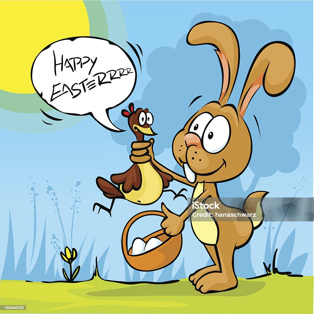 Happy Easter Funny Bunny Hold Hen Stock Illustration - Download ...
