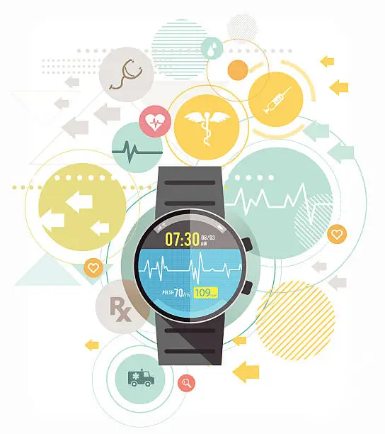 Vector illustration of Smart watch for healthcare