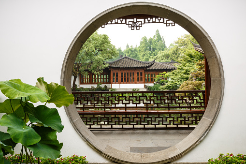 Hangzhou, China - on June 19, 2015:Chinese traditional garden building Scenery in Guo Zhuang,hangzhou Guo Zhuang is one of the private garden in the qing dynasty。