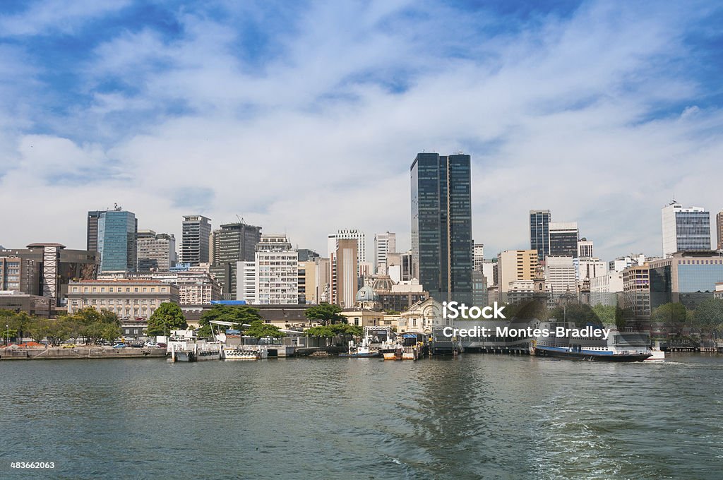Rio de Janeiro Old Customs building as seen from the Guanabara Bay. View of the mountains and the bridge Rio - Niterói Arrival Stock Photo