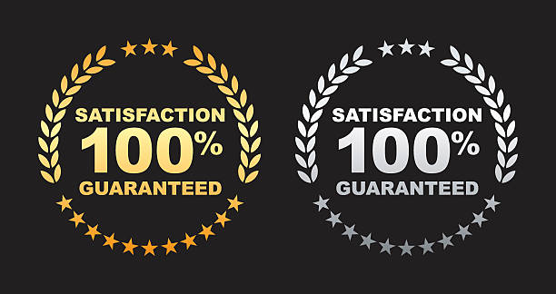 100% zufriedenheit garantie-label - 100 satisfied stock-grafiken, -clipart, -cartoons und -symbole