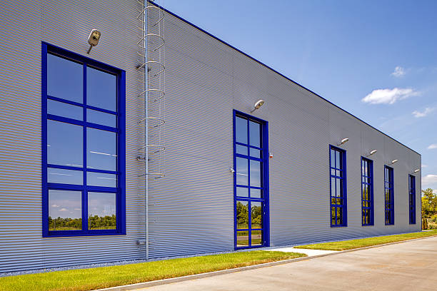 istock Aluminum facade on industrial building 483663470