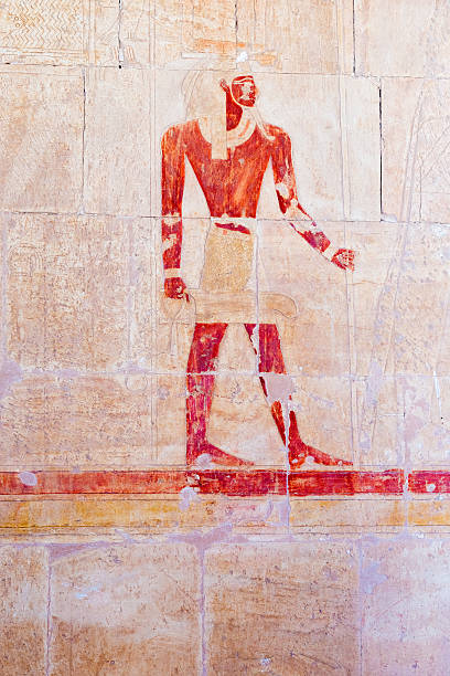 Ancient painting at the Mortuary Temple of Hatshepsut, Deir el-Bahri,  Luxor in  Egypt.