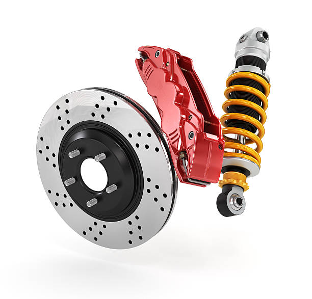 istock Car brakes with absorbers. 483668234