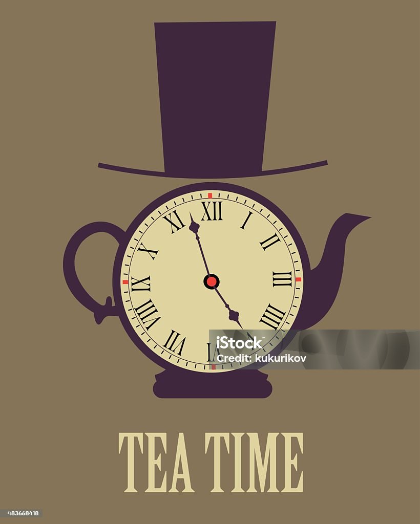 Tea Time Back Retro Tea Time In London Vector Poster Stock Illustration - Download ...