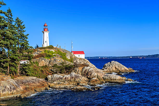 Point Atkinson Lighthouse Point Atkinson Lighthouse in West Vancouver, Canada west vancouver stock pictures, royalty-free photos & images
