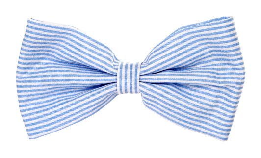 This is a lovely blue bow tie with stripes.