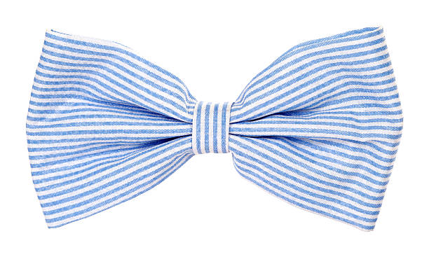 Blue bow tie with stripes stock photo