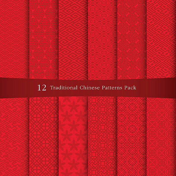 Chinese traditional pattern 12 Chinese traditional patterns pack, come with layer. chinese culture stock illustrations