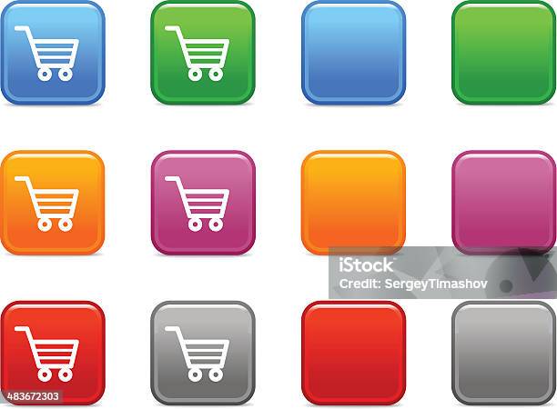 Colore Bottoni Con Icona Del Carrello Acquisti - Immagini vettoriali stock e altre immagini di Affari - Affari, Affari finanza e industria, Arancione