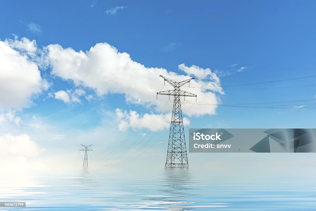 high voltage post.High-voltage tower sky background. Architecture Stock Photo