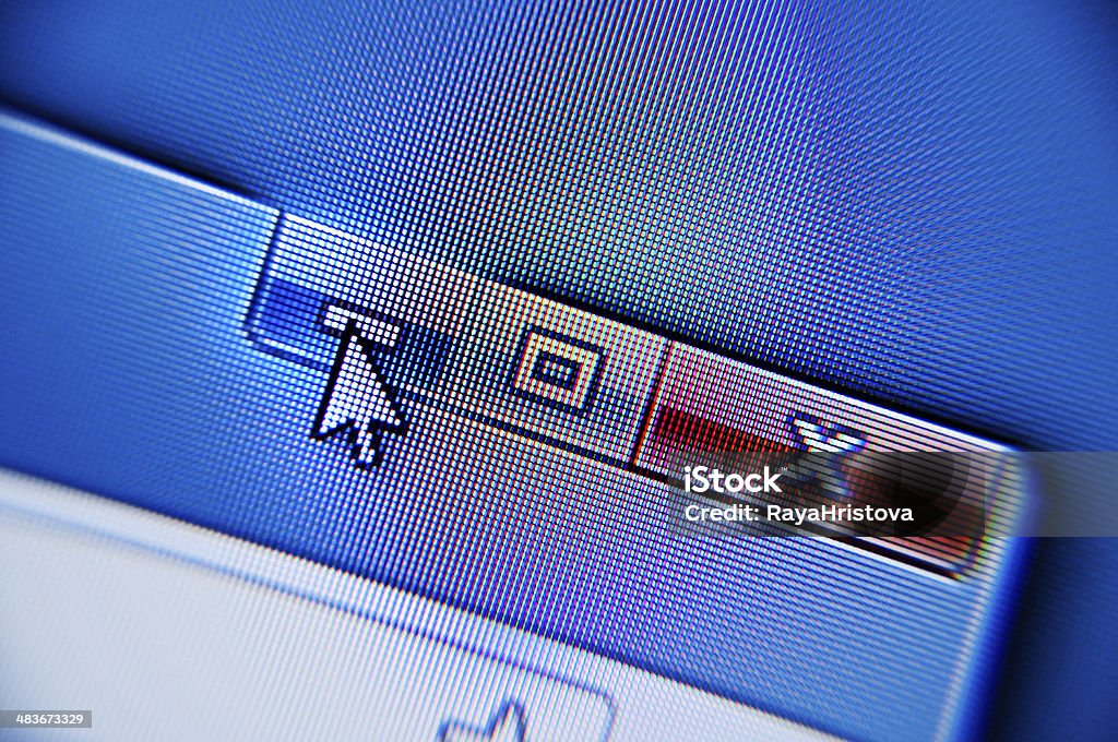 Computer buttons Close, restore and minimize buttons on computer screen Choice Stock Photo