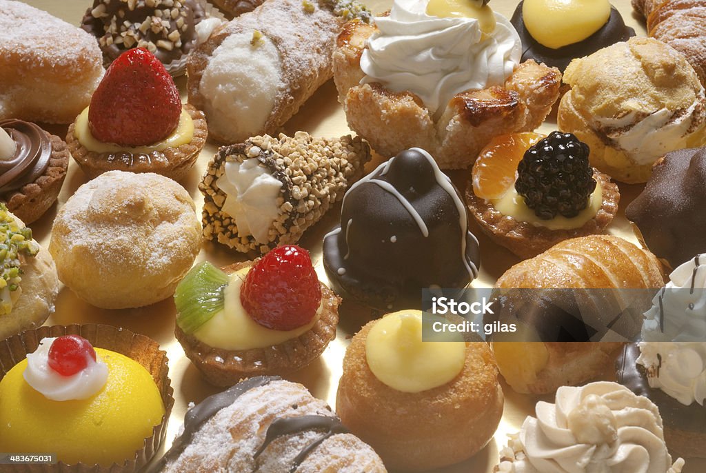 pastries full frame photo of mixed pastries, typical italian dessert Italian Culture Stock Photo