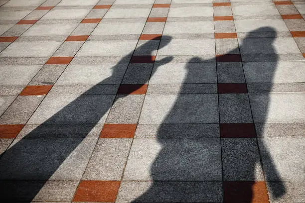 Shadow of girl bowed to Confucius on floor in sunlight