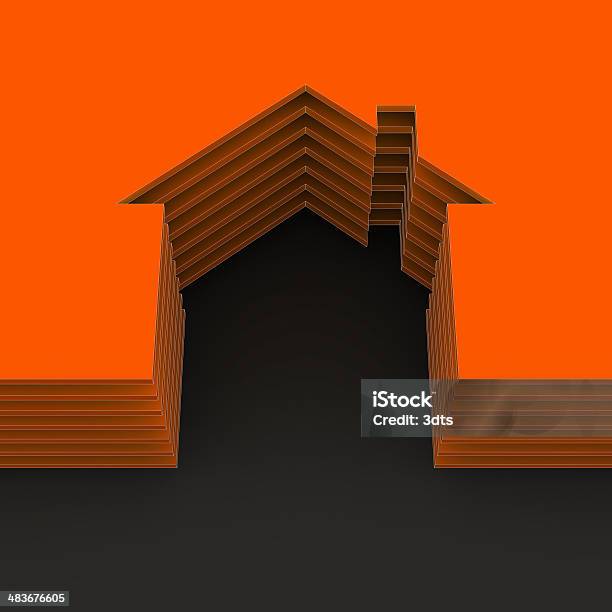 Orange House Outline Stock Photo - Download Image Now - Computer Graphic, Concepts, Concepts & Topics