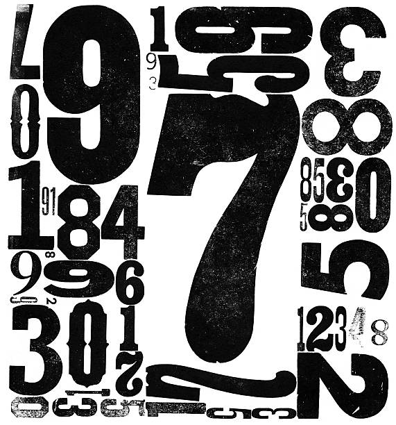 grunge madeira escrever os números 0123456789 - letterpress typescript alphabet wood imagens e fotografias de stock